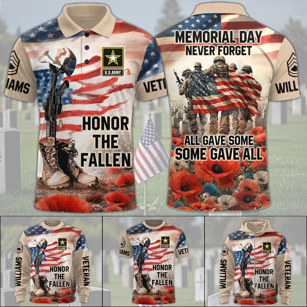 Memorial Day Never Forget All Gave Some Some Gave All - Honor The Fallen Custom All Branches All Over Print Shirt For Veteran H2511 Trna