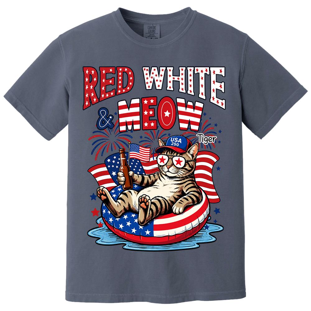Red White Meow, Custom Photo Pet Shirt, America 250th Anniversary Gifts For Dog Cat Lovers, Dog Dad And Mom, Cat Owners T1807 Hv01 