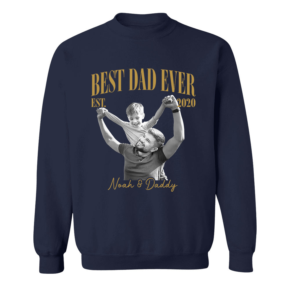 Best Dad Ever Vintage Photo Shirt, Personalized Dad Picture Shirt With Kids Photo, Father's Day Shirt, New Dad Gift MI209 VH01