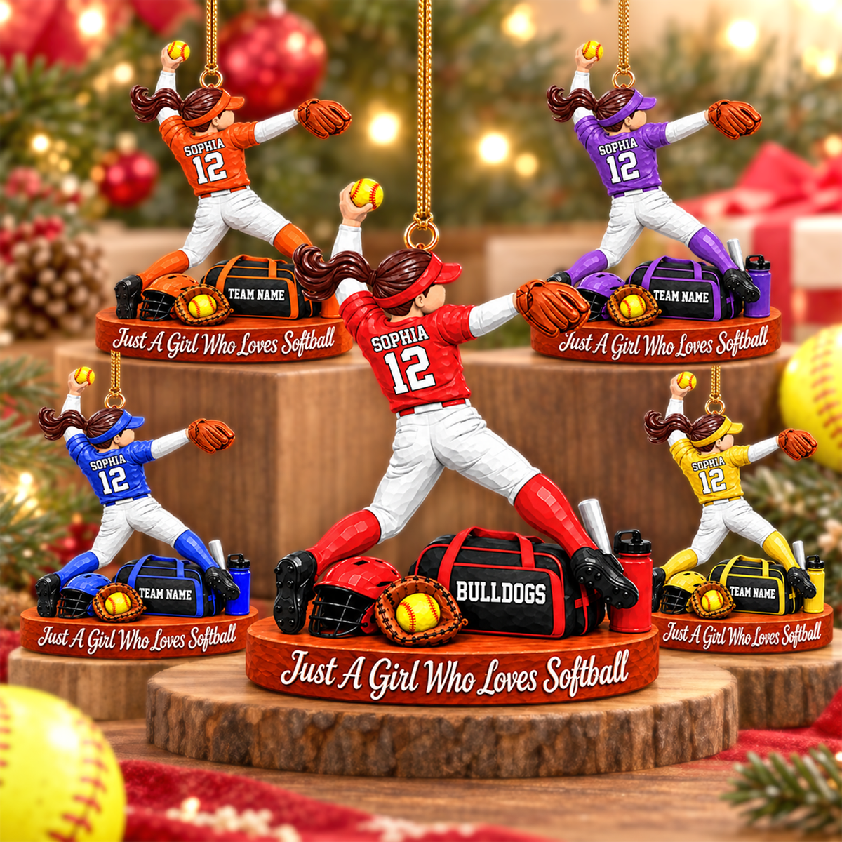Just A Girl Who Loves Softball, Personalized Softball Ornament, Custom Player Name Gift, Gift For Softball Players Softball Lover Ver3 MI209 Hv01