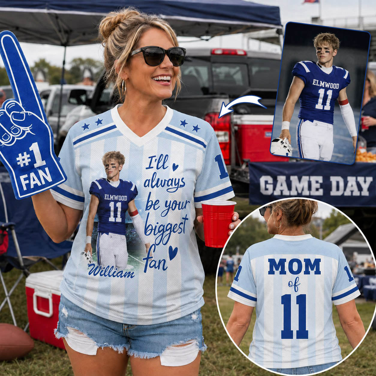 I'll Always Be Your Biggest Fan, Personalized Football Jersey, Custom Photo Gift For Football Lovers For Sport Family Vr1 T1807 Pt99