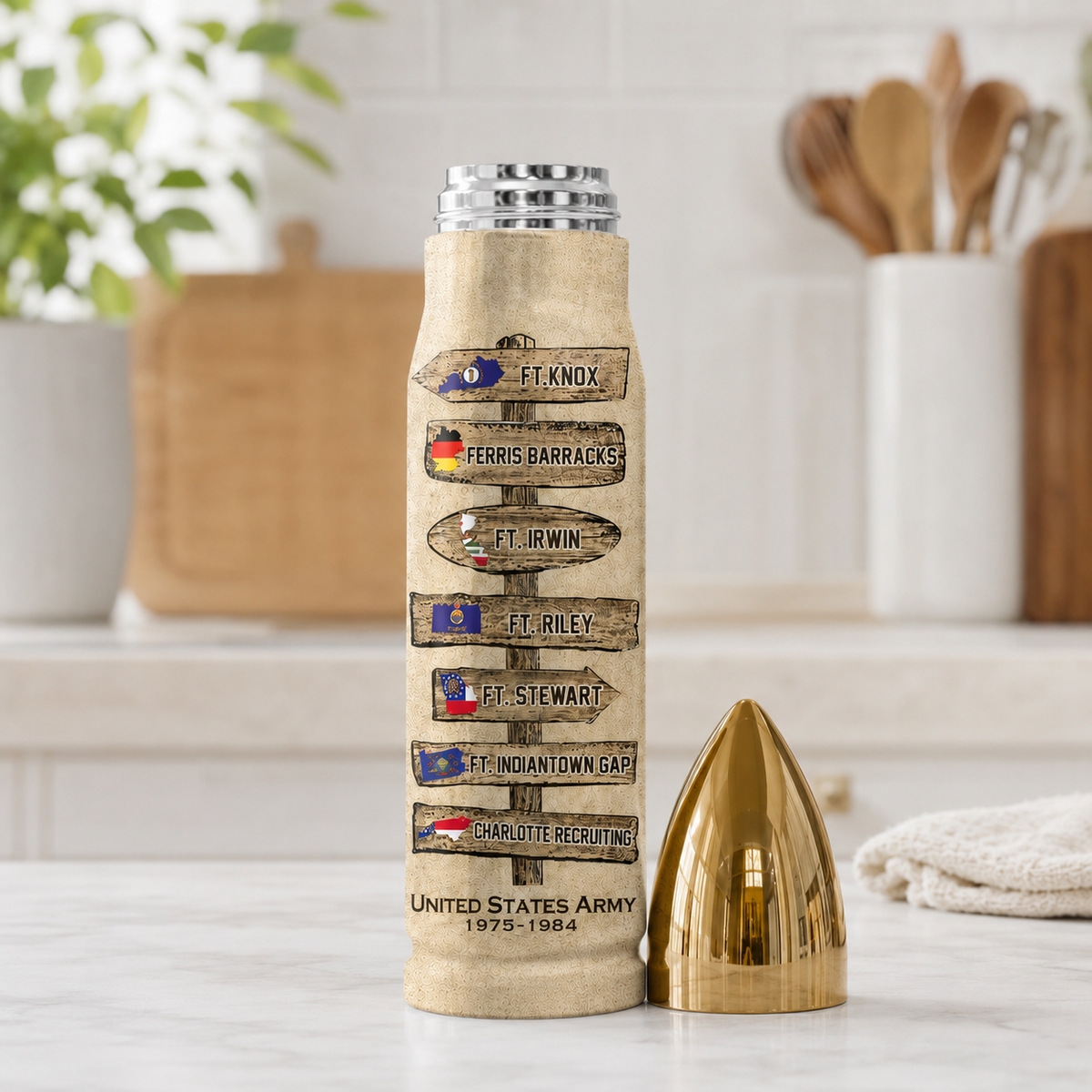 US Military World Tour Custom Bullet Tumbler Gift For Veteran H2511
