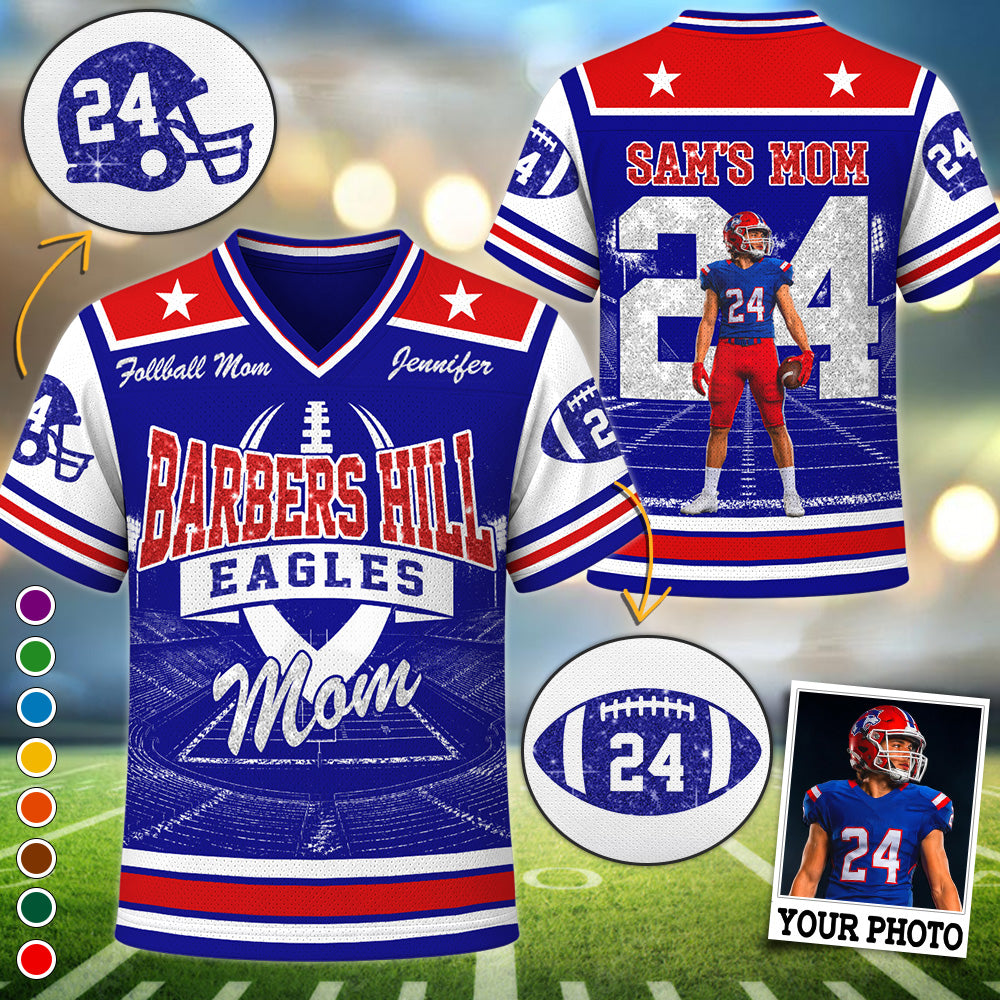 Custom School Mascot Mom Football Jersey Shirt For Football Mom Dad Family Game Day Shirt H2511 Trna