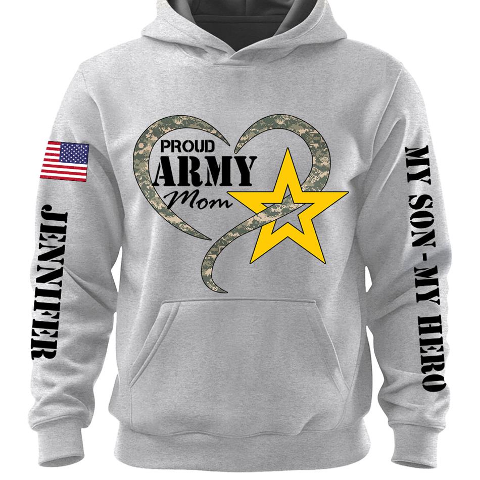 Proud Army Mom Sister Grandma Camouflage Heart Custom Shirt Hoodie For Proud Military Family Mom Sister Grandma H2511 Trna
