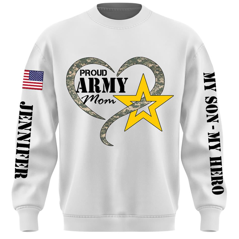 Proud Army Mom Sister Grandma Camouflage Heart Custom Shirt Hoodie For Proud Military Family Mom Sister Grandma H2511 Trna