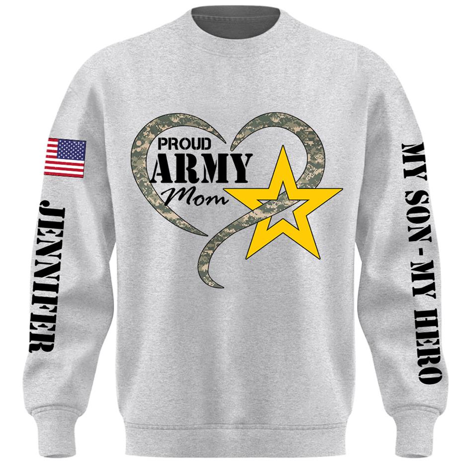 Proud Army Mom Sister Grandma Camouflage Heart Custom Shirt Hoodie For Proud Military Family Mom Sister Grandma H2511 Trna