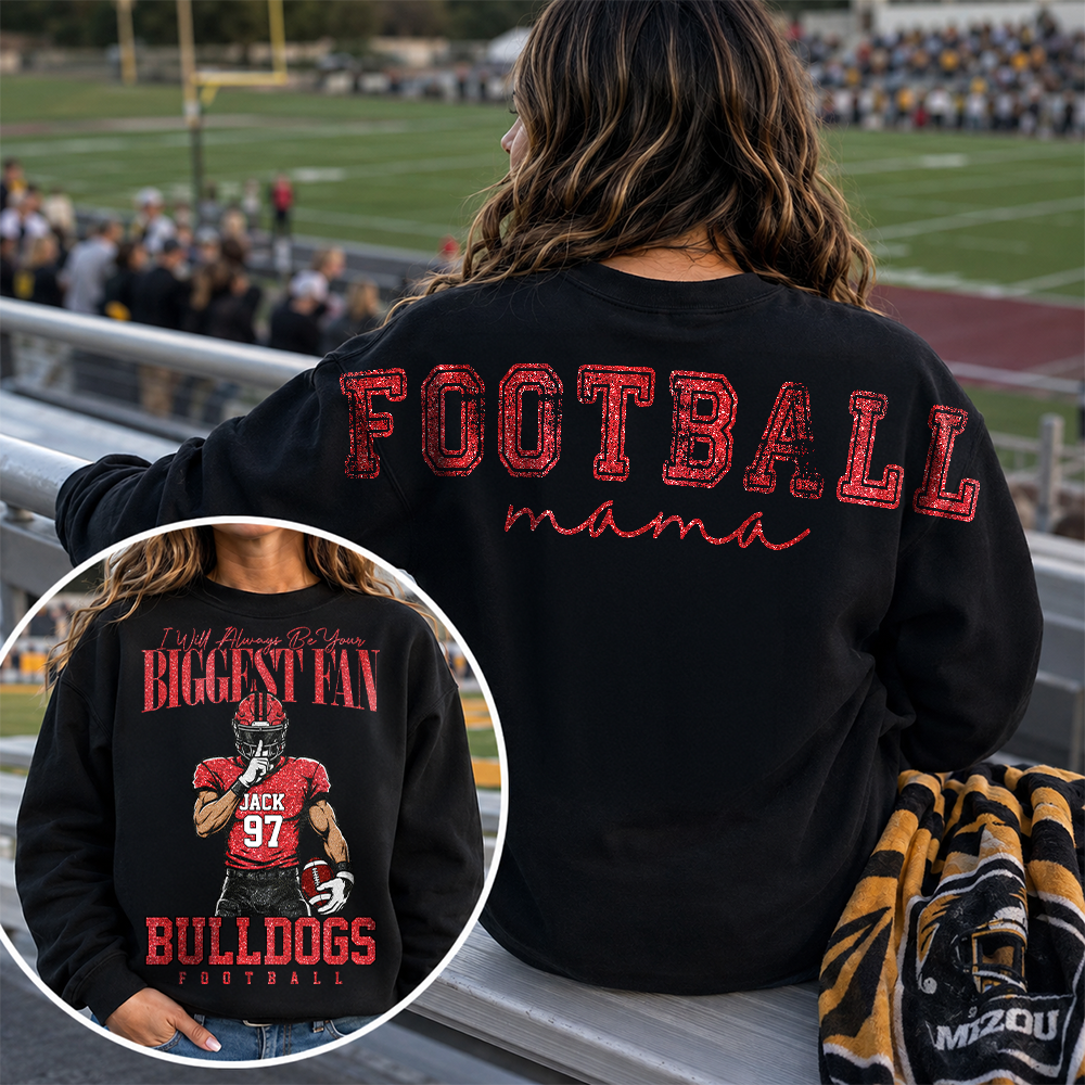 Personalized I Will Always Be Your Biggest Fan, Custom Large Back Graphic And Football PLayer Art Shirt, Gift For Football Mom Family Football Lovers MI209 Hv01