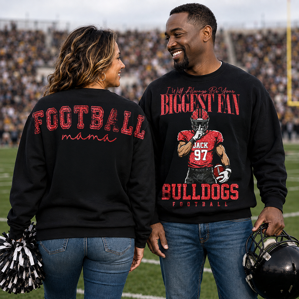 Personalized I Will Always Be Your Biggest Fan, Custom Large Back Graphic And Football PLayer Art Shirt, Gift For Football Mom Family Football Lovers MI209 Hv01