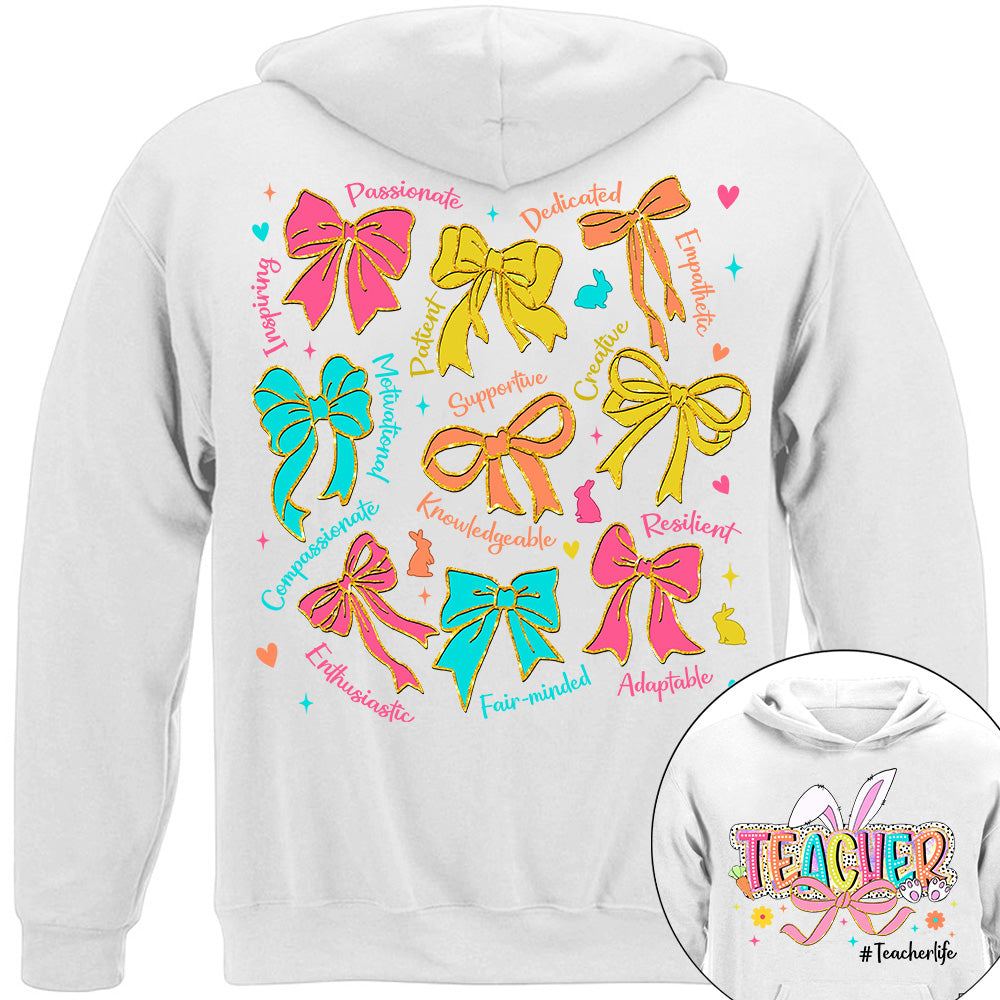 Coquette Easter Teacher Coquette  Shirt, Happy Easter Day Brushstroke Dalmatian Dots Shirt H2511 Do99