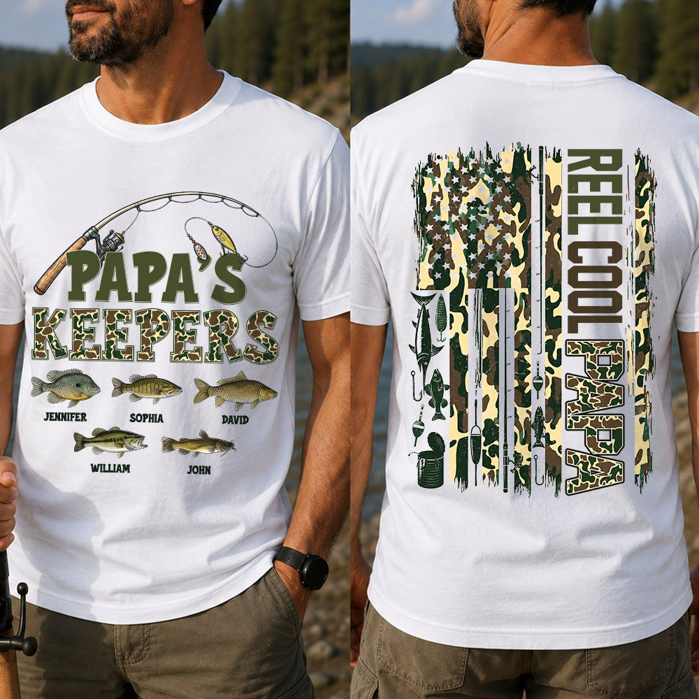 Daddy's Keepers - Personalized Vintage Shirt For Fishing Family - Gifts For Dad NA04 VH01