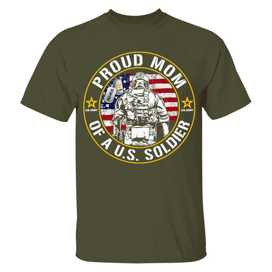 Proud Mom Of A US Soldier Custom Shirt For Military Mom Dad Wife Sister... Military Gradurate Day Shirt H2511 Trna