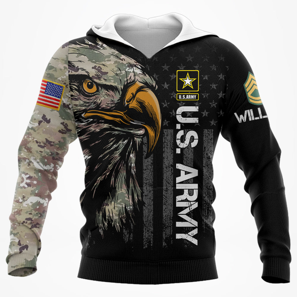 Custom All Branch Rank Bald Eagle Americian Flag All Over Print Shirt For Veteran H2511