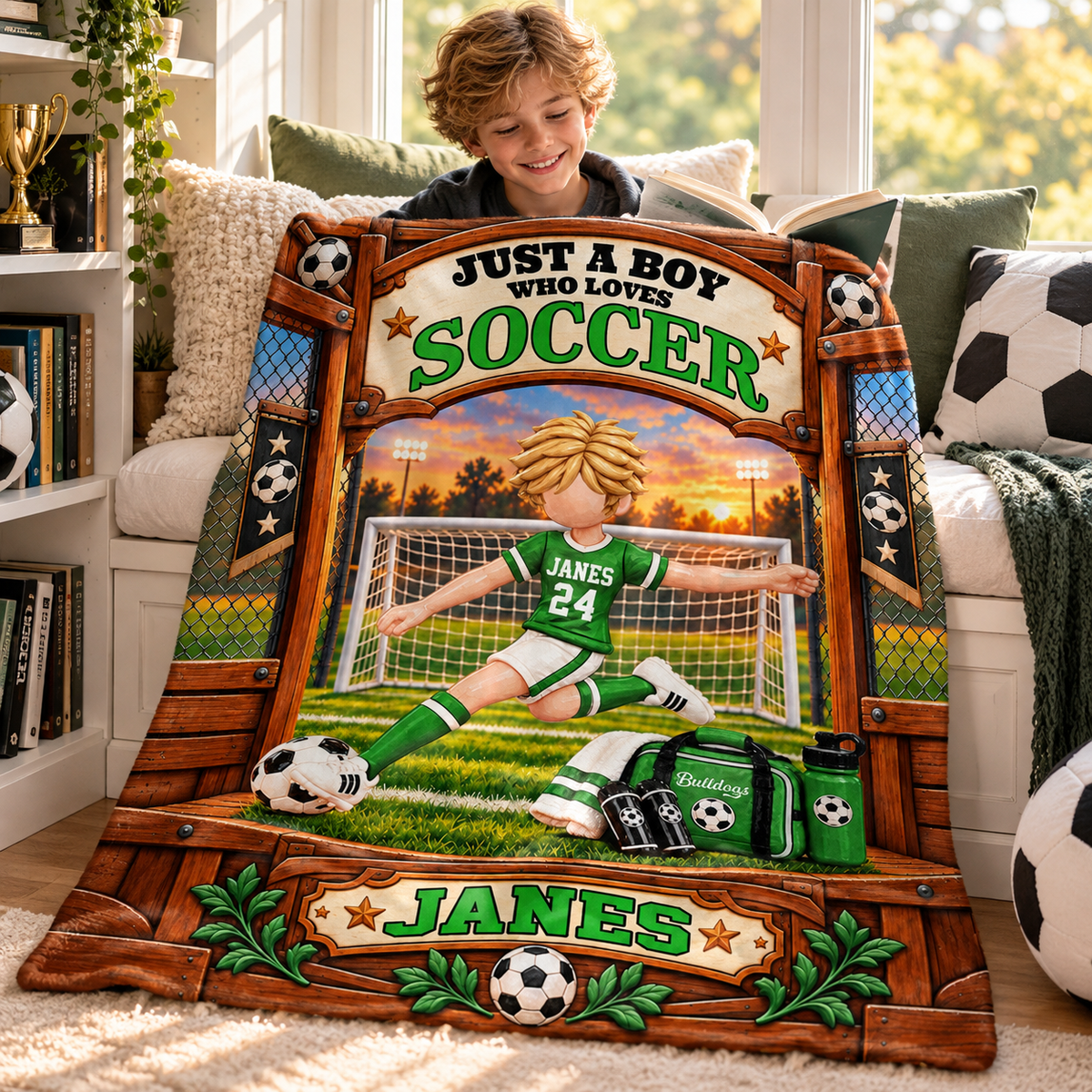 Just A Boy Who Loves Soccer - Personalized Soccer Blanket - Custom Name Gift - Gift For Soccer Lover Na02 Tm01 KL07