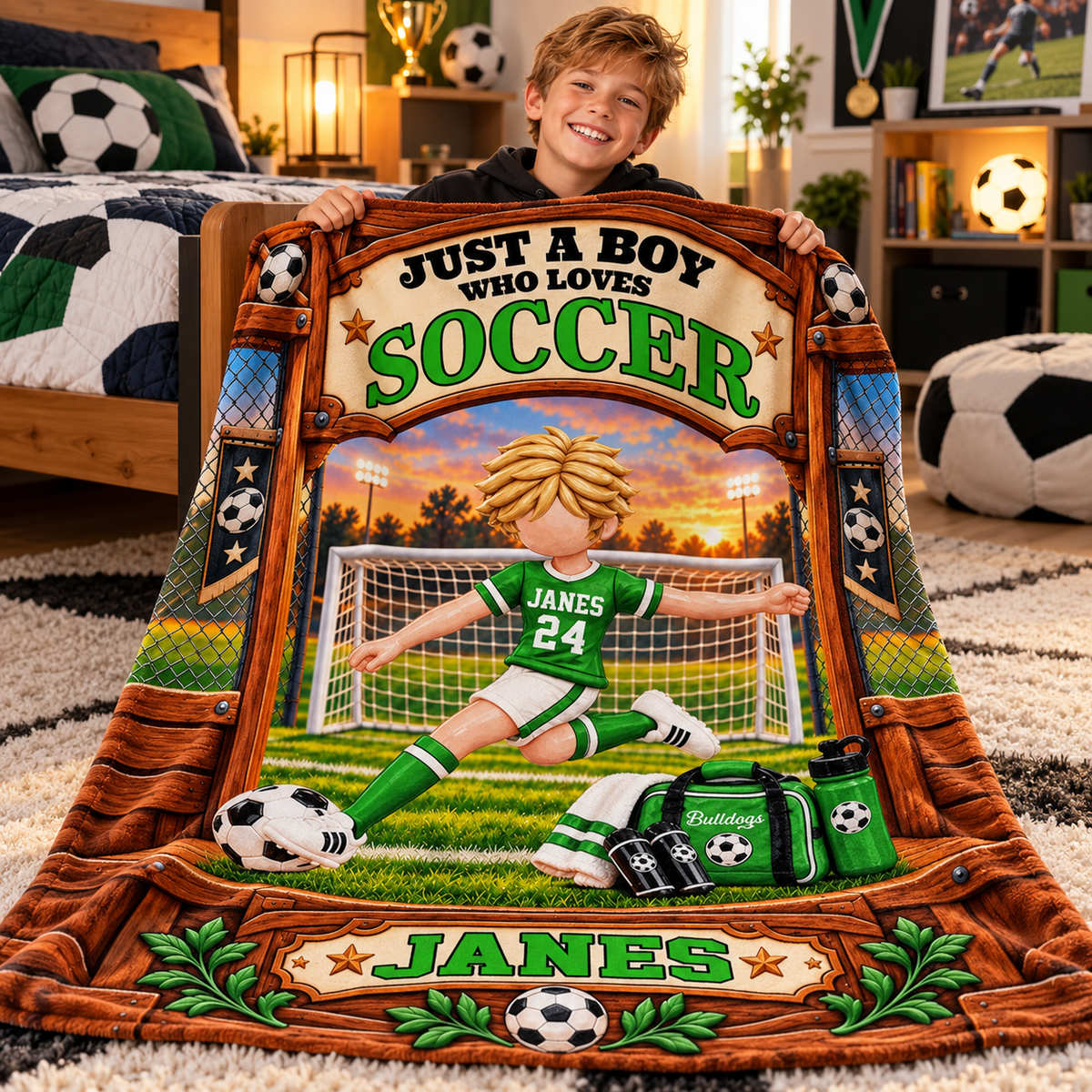 Just A Boy Who Loves Soccer - Personalized Soccer Blanket - Custom Name Gift - Gift For Soccer Lover Na02 Tm01 KL07