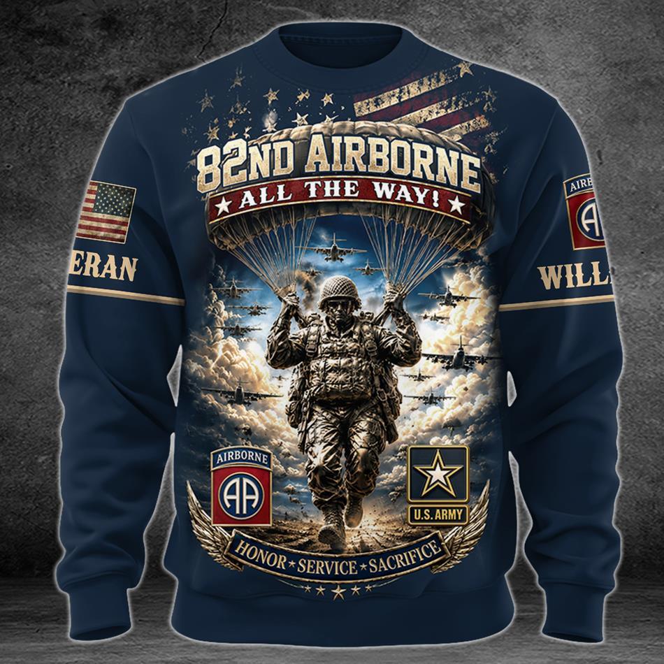 Personalized Military Veteran All Over Print Shirt, Patriotic Army Veteran Graphic Tee, Honor Service Sacrifice Gift for Soldiers and Veterans H2511 Trna