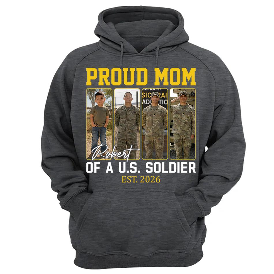 Proud Mom Of A US Soldier Custom Soldier Photo Military Journey Timeline Shirt For Proud Mom Dad Military Family H2511 Trna