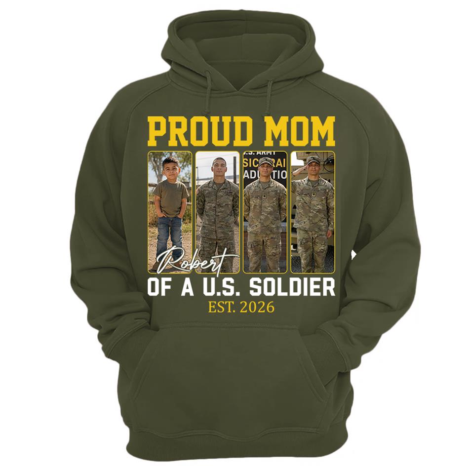 Proud Mom Of A US Soldier Custom Soldier Photo Military Journey Timeline Shirt For Proud Mom Dad Military Family H2511 Trna