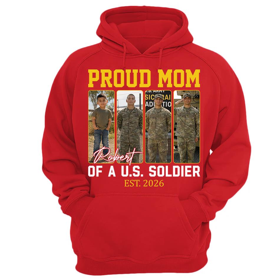 Proud Mom Of A US Soldier Custom Soldier Photo Military Journey Timeline Shirt For Proud Mom Dad Military Family H2511 Trna