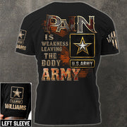 Pain Is Weakness Leaving The Body Custom Shirt For Proud Veteran Soldier Shirt H2511 Trna