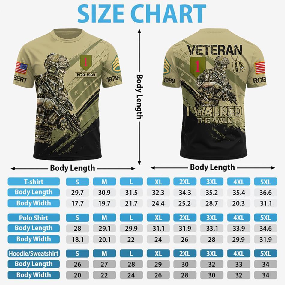 Veteran I Walked The Walk Custom All Over Print Shirt Hoodie Gift For Proud Veteran Custom All Branches Of Service H2511 Trna