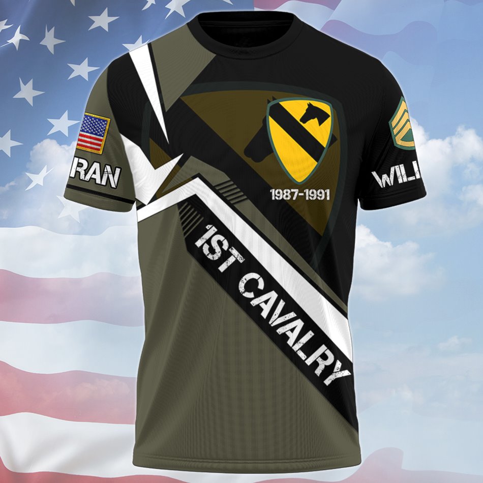 Custom 3D All Over Prints T-Shirt, Personalized Name And Military Division, US Veteran Shirt H2511 Trna