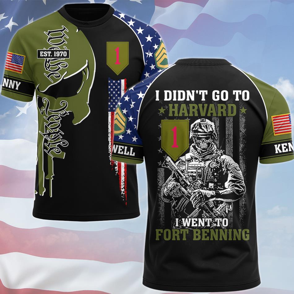 I Didn't Go To Harvard I Went To Fort Benning Vr2 Custom Military Base Division All Over Print Shirt For Veteran Veterans Day Gift H2511 Trna