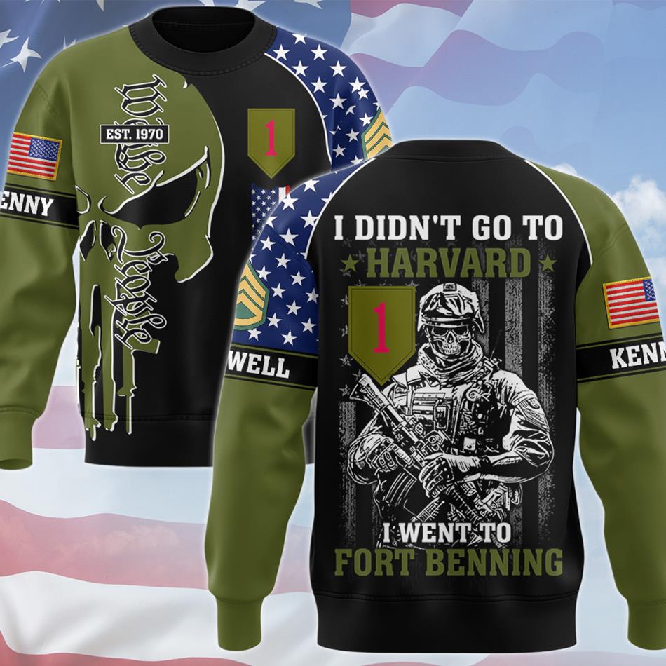 I Didn't Go To Harvard I Went To Fort Benning Vr2 Custom Military Base Division All Over Print Shirt For Veteran Veterans Day Gift H2511 Trna