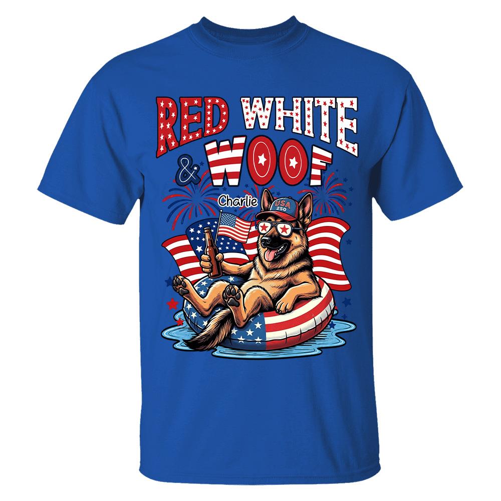 Red White Woof, Custom Photo Pet Shirt, America 250th Anniversary Gifts For Dog Cat Lovers, Dog Dad And Mom, Cat Owners T1807 Hv01