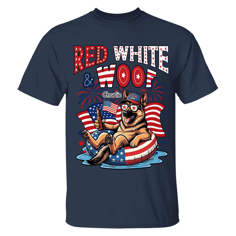 Red White Woof, Custom Photo Pet Shirt, America 250th Anniversary Gifts For Dog Cat Lovers, Dog Dad And Mom, Cat Owners T1807 Hv01