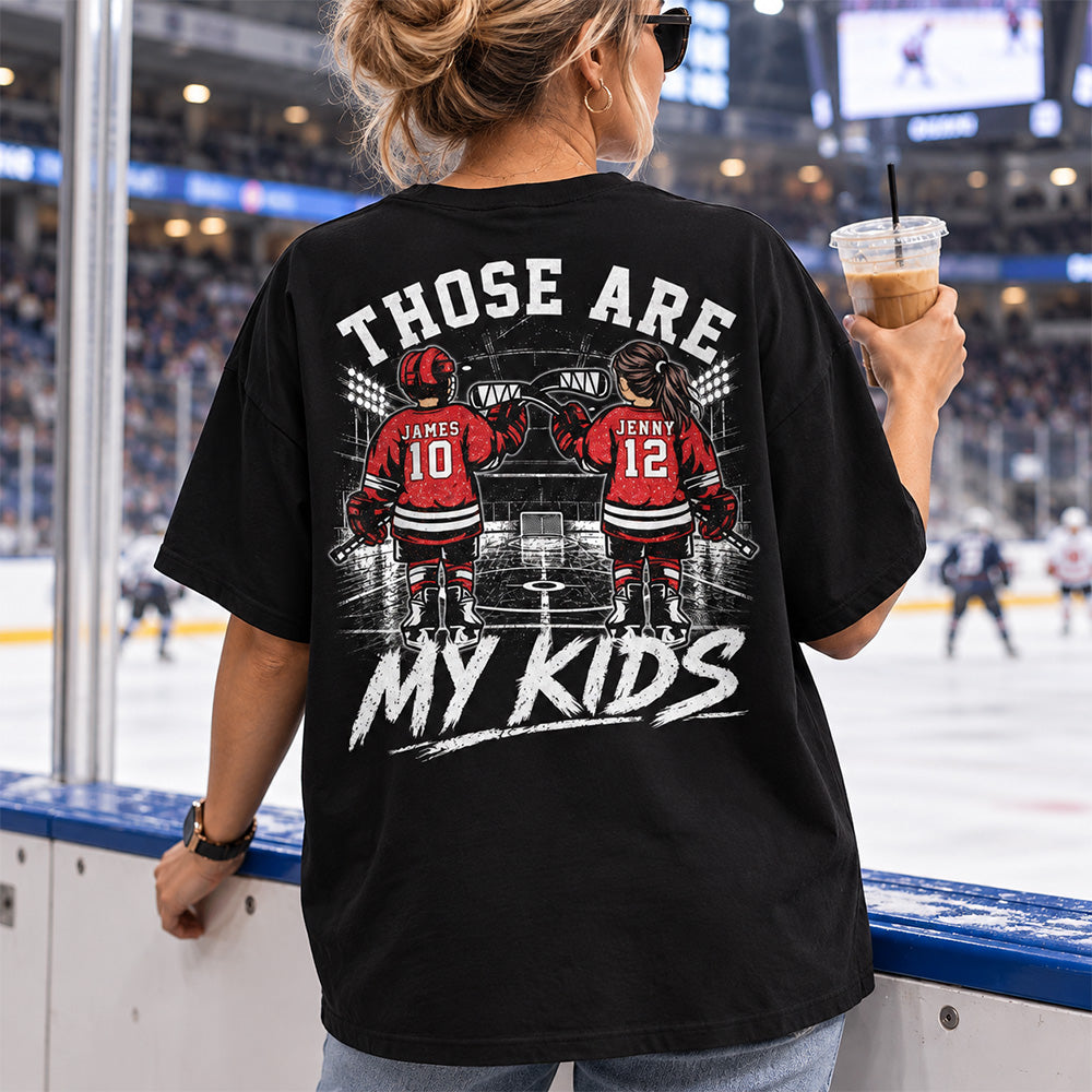 Personalized  Ice Hockey Mom Shirt, Custom Those Are My Boys T-Shirt, Team Name & Player Number Tee, Ice Hockey Mom Gift Na02 Hv01