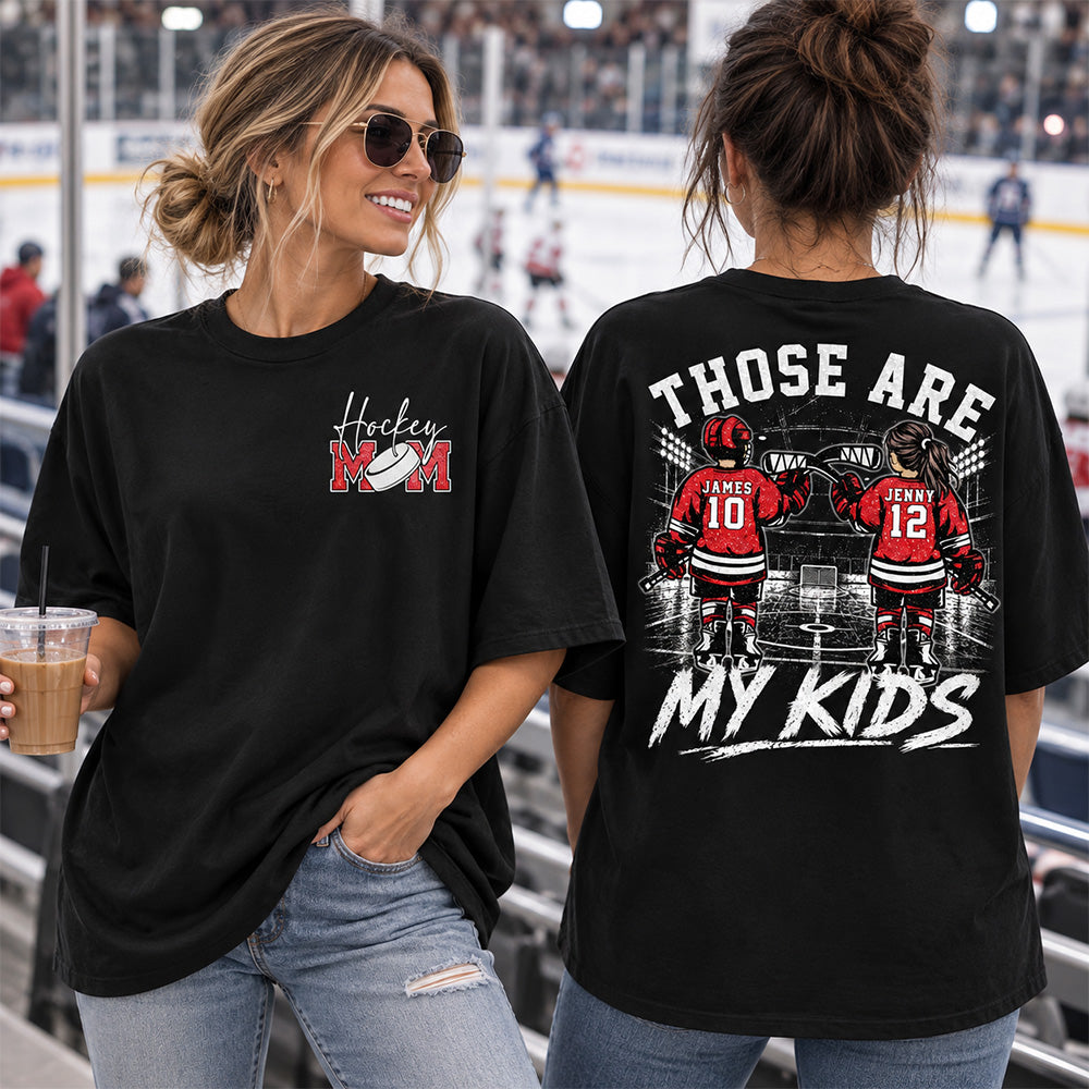 Personalized  Ice Hockey Mom Shirt, Custom Those Are My Boys T-Shirt, Team Name & Player Number Tee, Ice Hockey Mom Gift Na02 Hv01