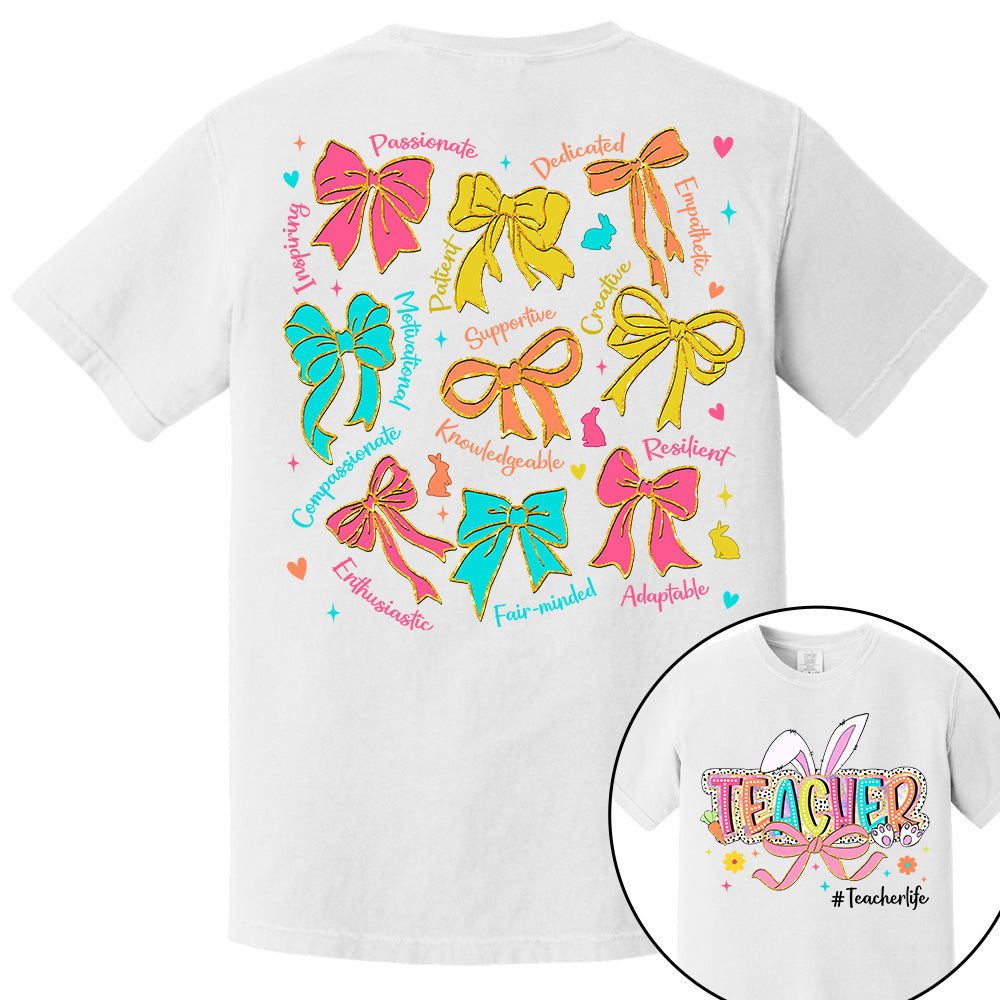 Coquette Easter Teacher Coquette  Shirt, Happy Easter Day Brushstroke Dalmatian Dots Shirt H2511 Do99