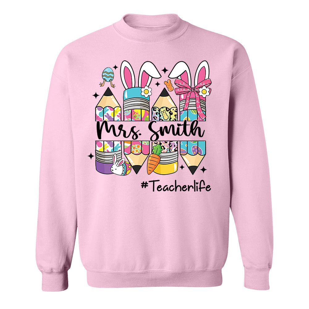 Easter Teacher Pencil Shirt Custom Teacher Easter Bunny Shirt, Teacher life Easter Shirt H2511 Hn01