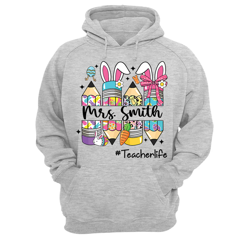 Easter Teacher Pencil Shirt Custom Teacher Easter Bunny Shirt, Teacher life Easter Shirt H2511 Hn01