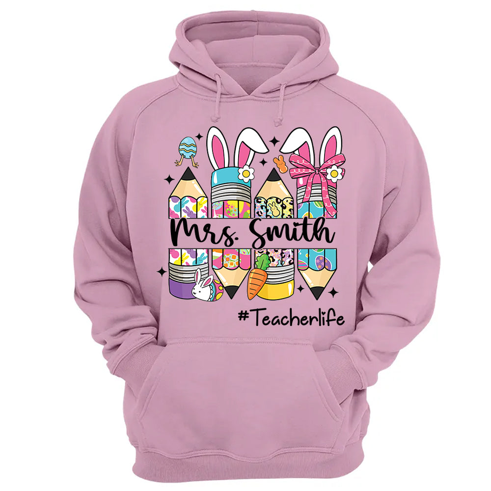 Easter Teacher Pencil Shirt Custom Teacher Easter Bunny Shirt, Teacher life Easter Shirt H2511 Hn01