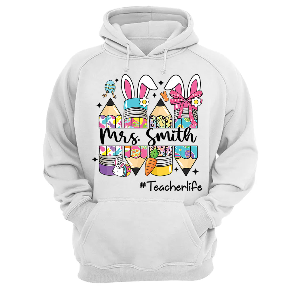 Easter Teacher Pencil Shirt Custom Teacher Easter Bunny Shirt, Teacher life Easter Shirt H2511 Hn01