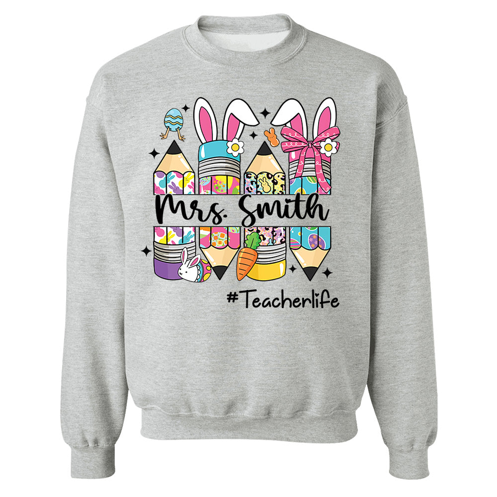 Easter Teacher Pencil Shirt Custom Teacher Easter Bunny Shirt, Teacher life Easter Shirt H2511 Hn01