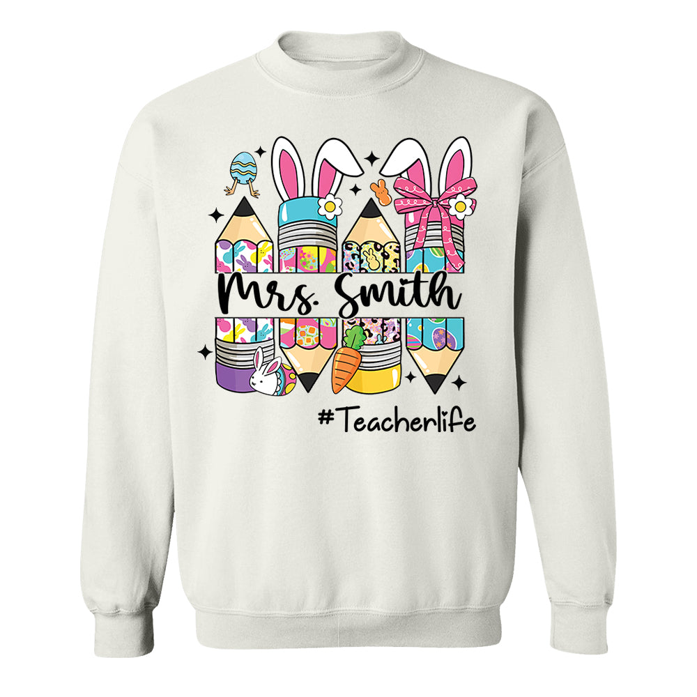 Easter Teacher Pencil Shirt Custom Teacher Easter Bunny Shirt, Teacher life Easter Shirt H2511 Hn01