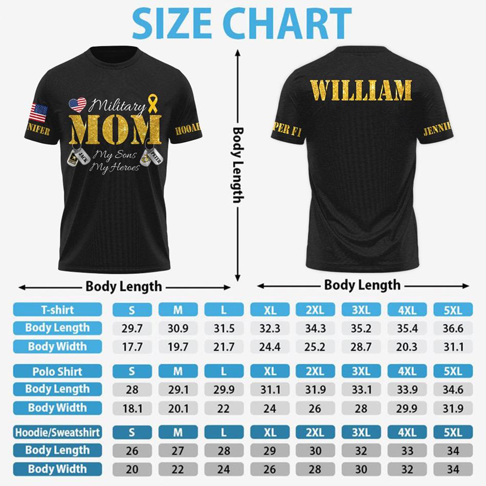 Military Mom My Sons My Heroes Custom All Over Print Shirt Hoodie For Army Mom Sister Wife Family Members Shirt H2511