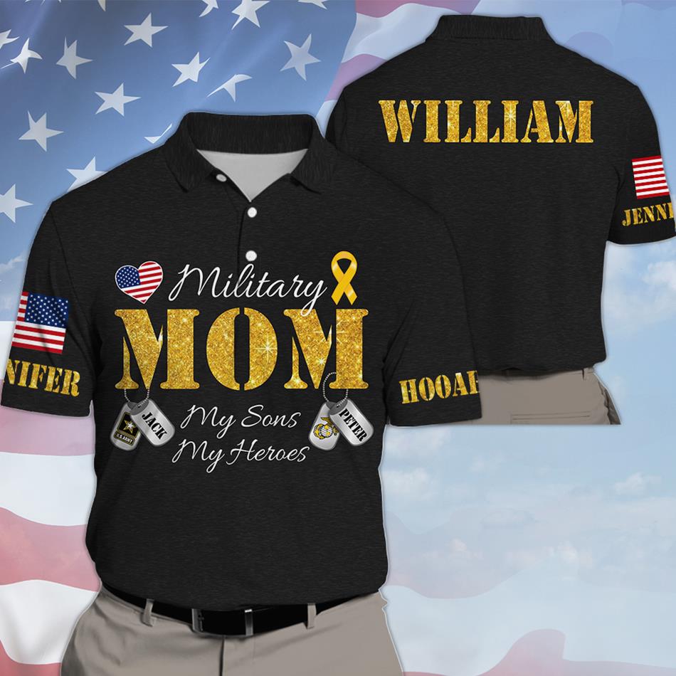 Military Mom My Sons My Heroes Custom All Over Print Shirt Hoodie For Army Mom Sister Wife Family Members Shirt H2511