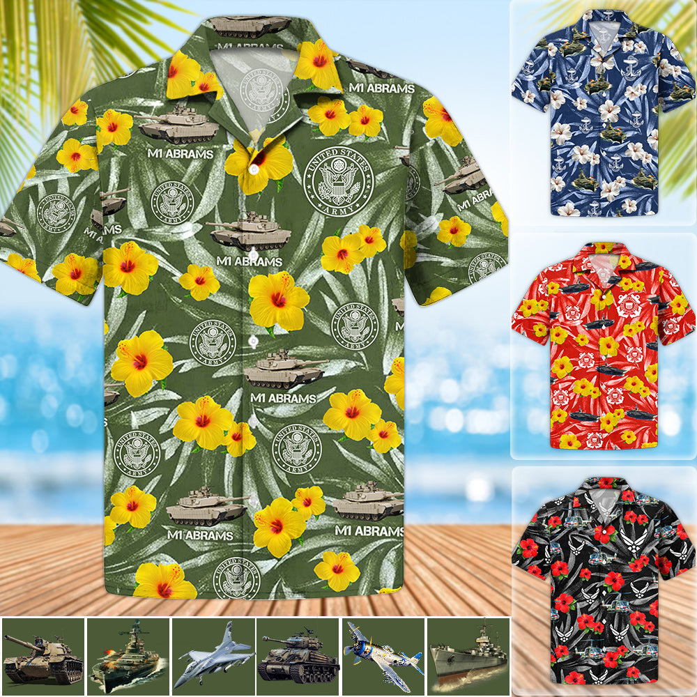 Veteran Hawaiian Shirt Custom Military Vehicle Gift For US Veterans, Veterans Day Shirt Fathers Day Shirt H2511 Trna