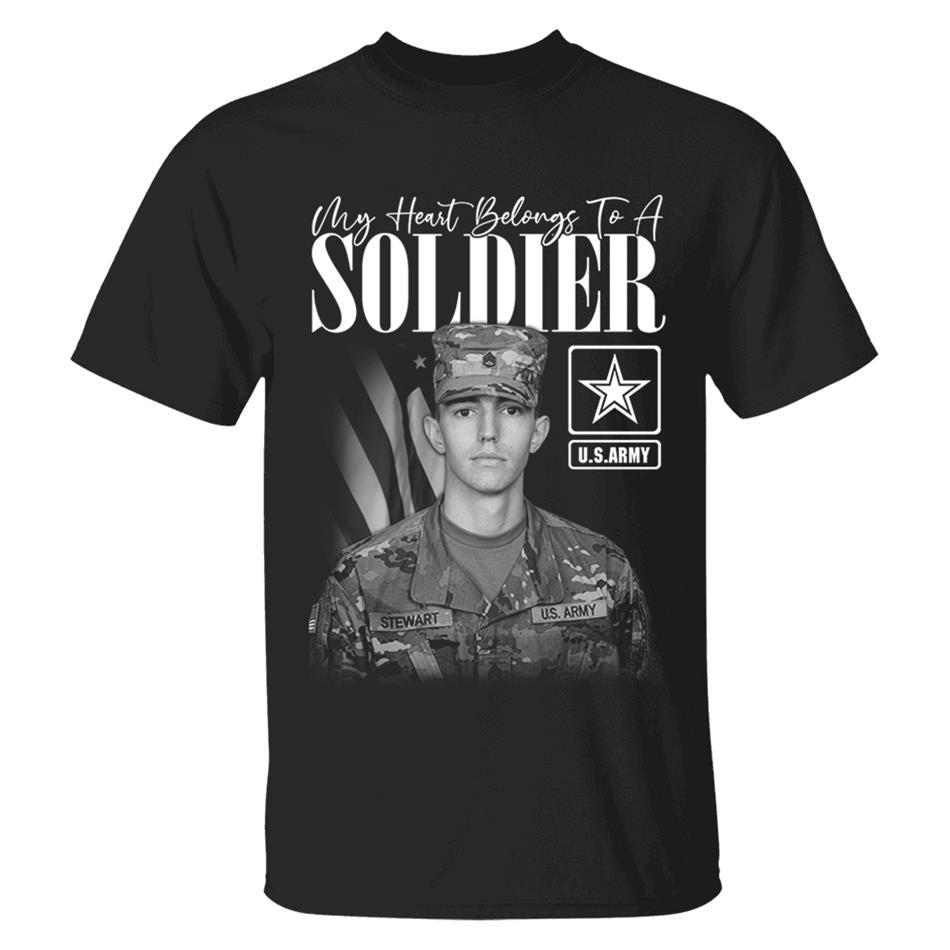 My Heart Belongs To A Soldier Custom Washed Tee Retro Bootleg Shirt For Military Family Day Training Graduate Family Member Shirt H2511 Trna