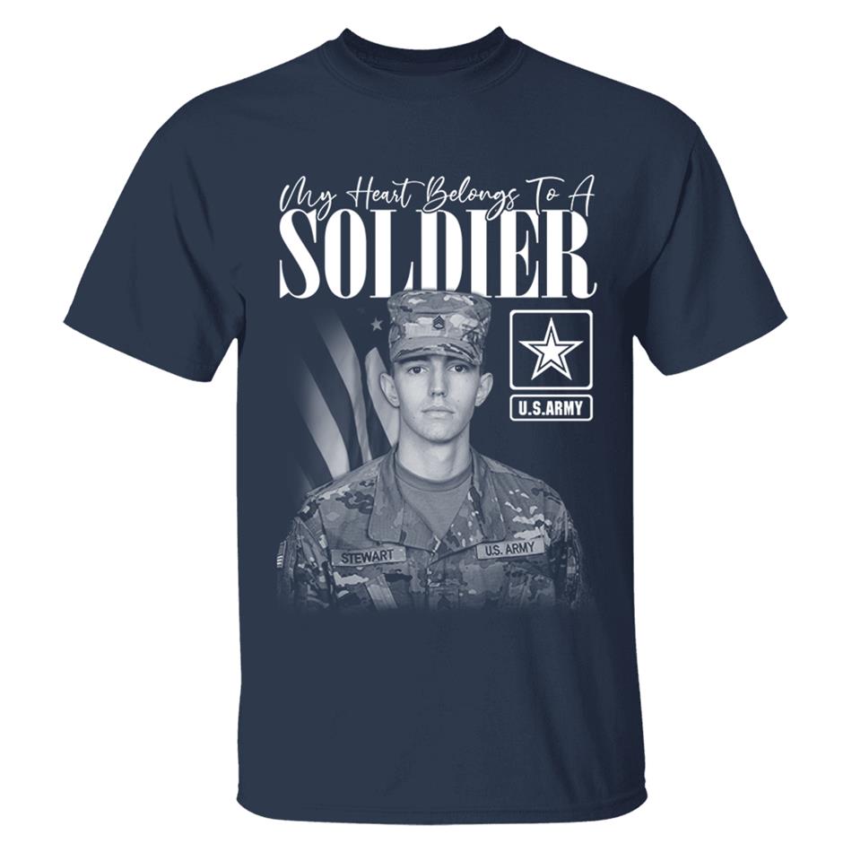 My Heart Belongs To A Soldier Custom Washed Tee Retro Bootleg Shirt For Military Family Day Training Graduate Family Member Shirt H2511 Trna
