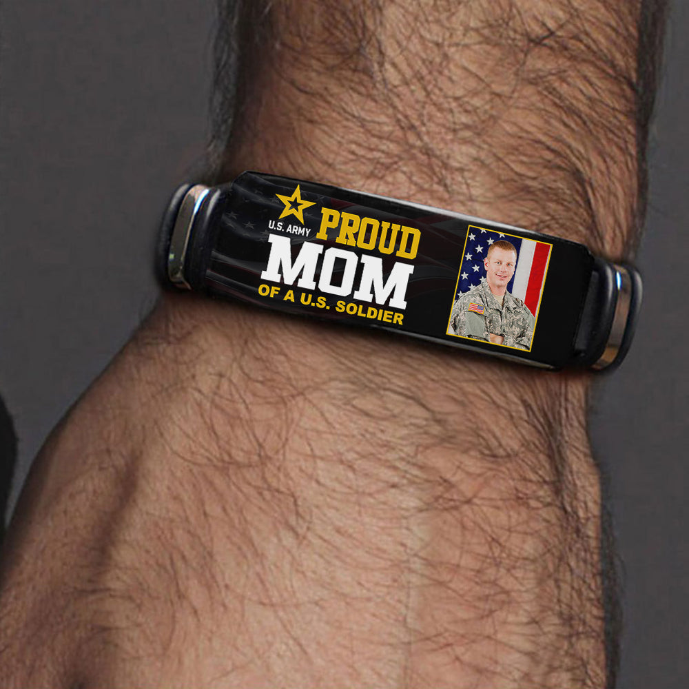Proud Mom of a US Soldier Custom Bracelet For Proud Military Family Members Gift For Mom Dad Mother's Day Father's Day Bracelet 