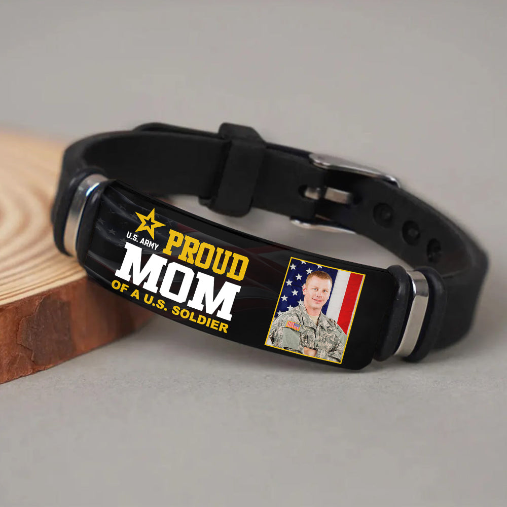 Proud Mom of a US Soldier Custom Bracelet For Proud Military Family Members Gift For Mom Dad Mother's Day Father's Day Bracelet 