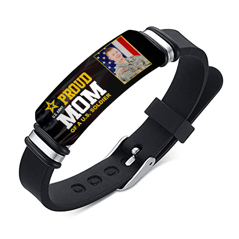 Proud Mom of a US Soldier Custom Bracelet For Proud Military Family Members Gift For Mom Dad Mother's Day Father's Day Bracelet 