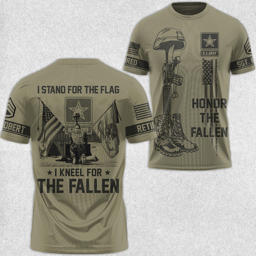 I Stand For The Flag Kneel For The Fallen Honor The Fallen All Over Print Shirt For Veteran H2511