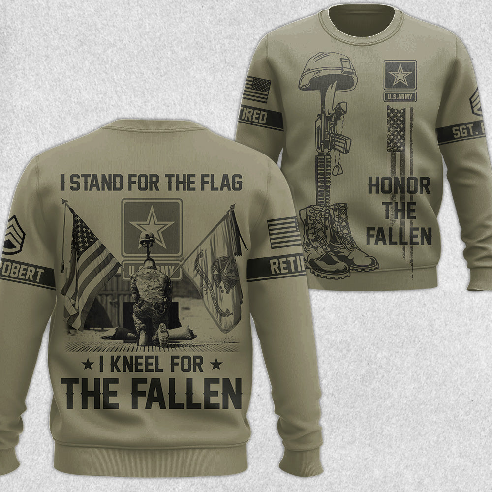 I Stand For The Flag Kneel For The Fallen Honor The Fallen All Over Print Shirt For Veteran H2511