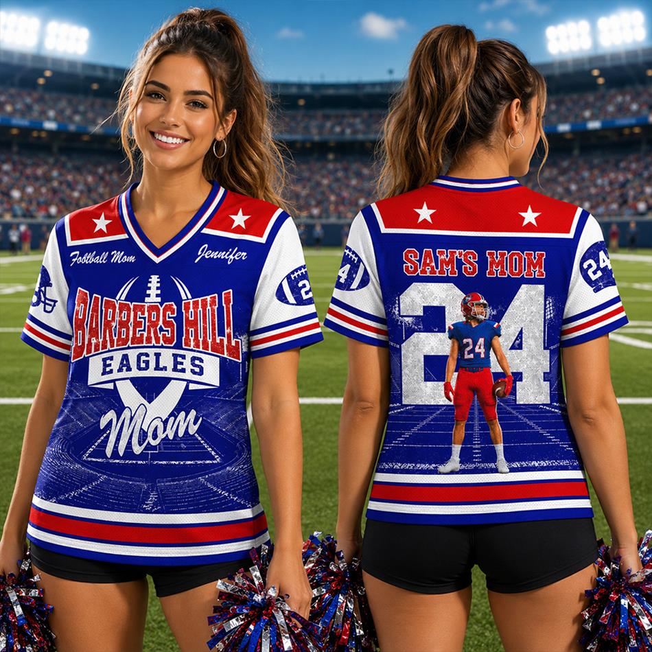 Custom School Mascot Mom Football Jersey Shirt For Football Mom Dad Family Game Day Shirt H2511 Trna