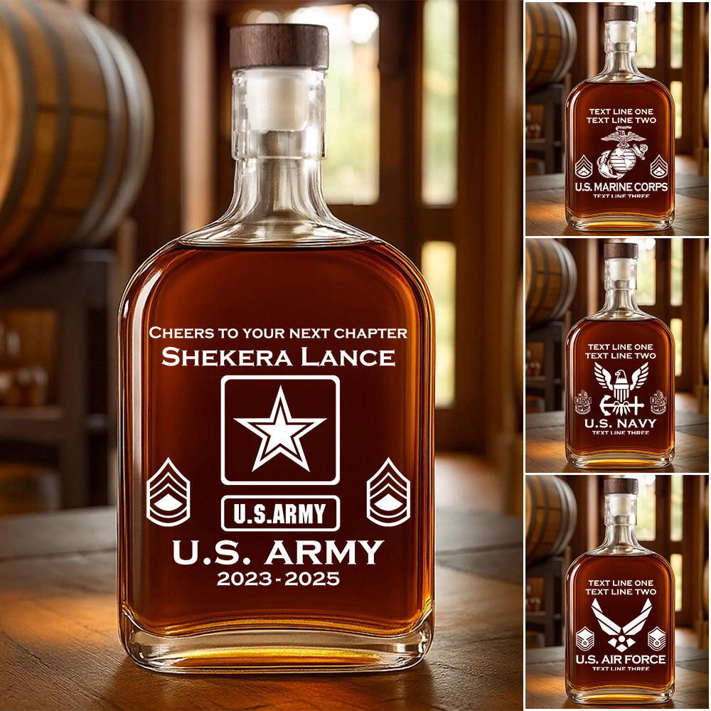Custom Military Whiskey Bottle Custom Whiskey Bottle For Military Veteran Military Retirement Gift H2511 Trna
